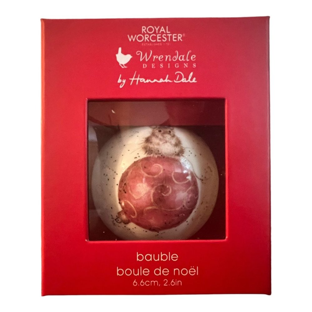 Royal Worcester Wrendale Design MOUSE Bauble Ornament By Hannah Dale